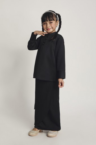 Qisya Tulip Kurung Kedah Kids Black